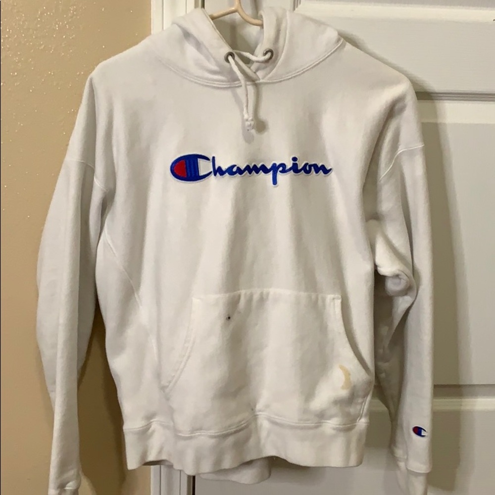 white champion heavy weight hoodie
